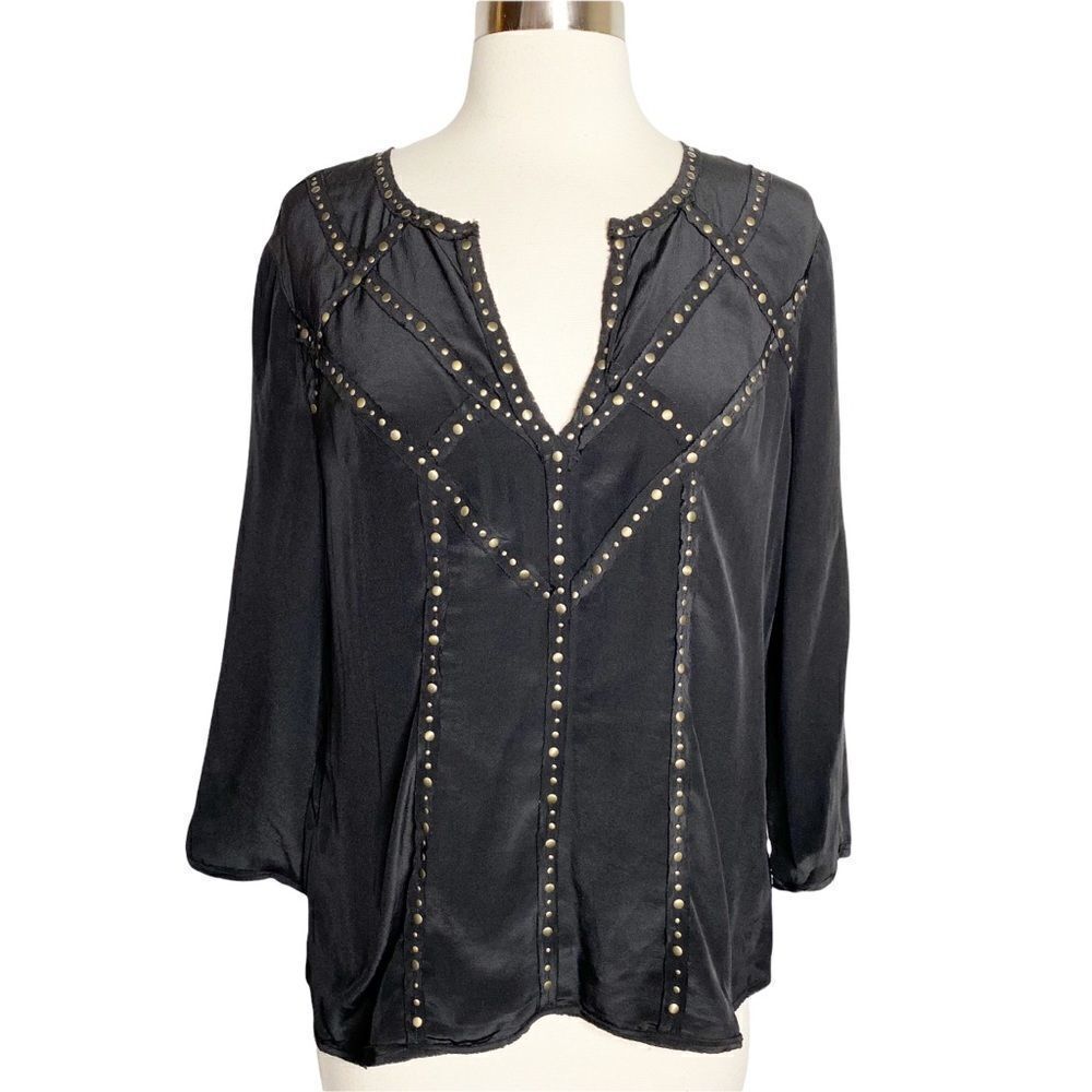 BCBGMaxAzria Studded Silk Blouse S